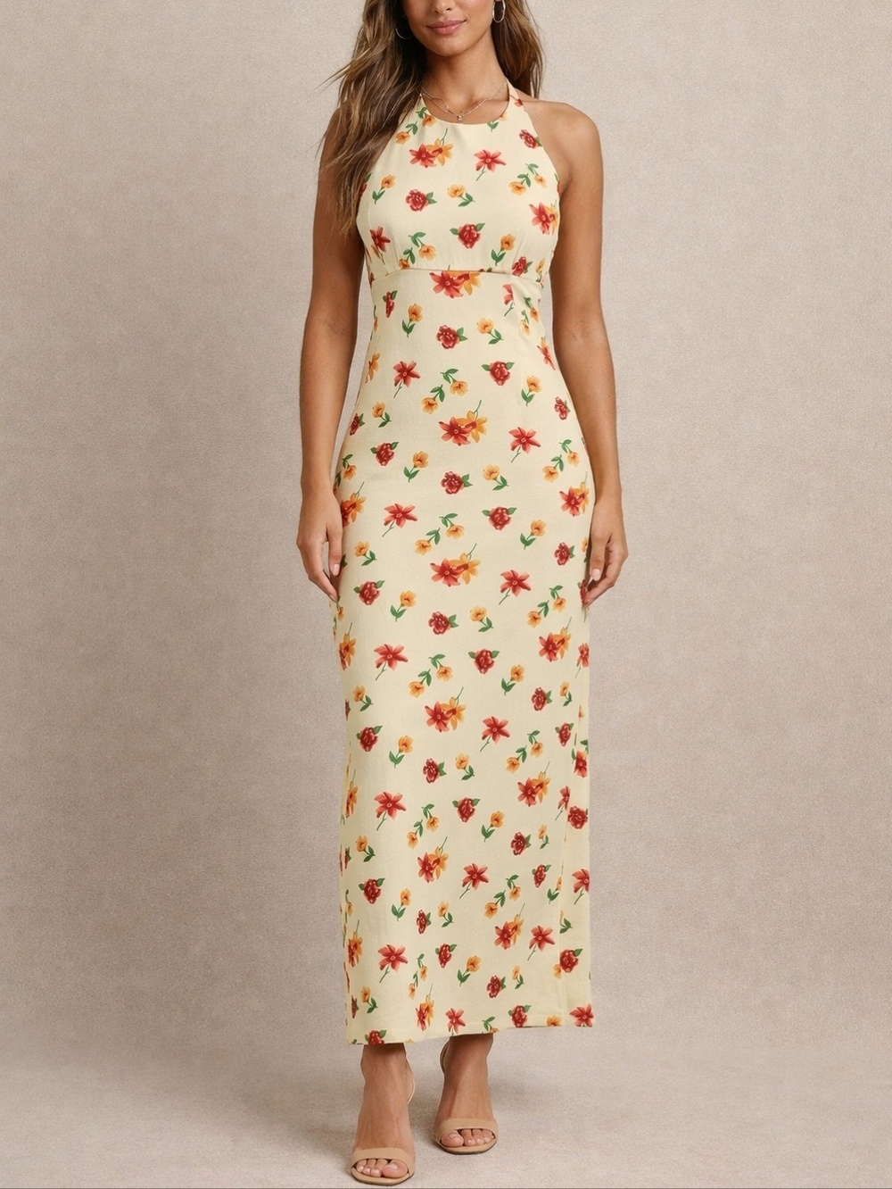 Vintage Rampage 90s Y2K Fairy Maxi Dress Butter Yellow Floral Cottagecore